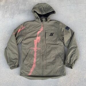 Snap-on Tools Hooded Work Jacket Mens Small Olive Green Ripstop Quilted Lined
